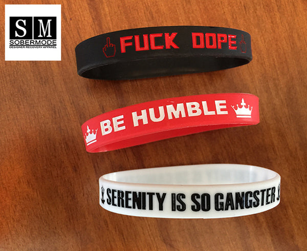 Hustle Hope, Serenity,Fuck Dope, 3 Pack Rubber Wristbands- Sobermode